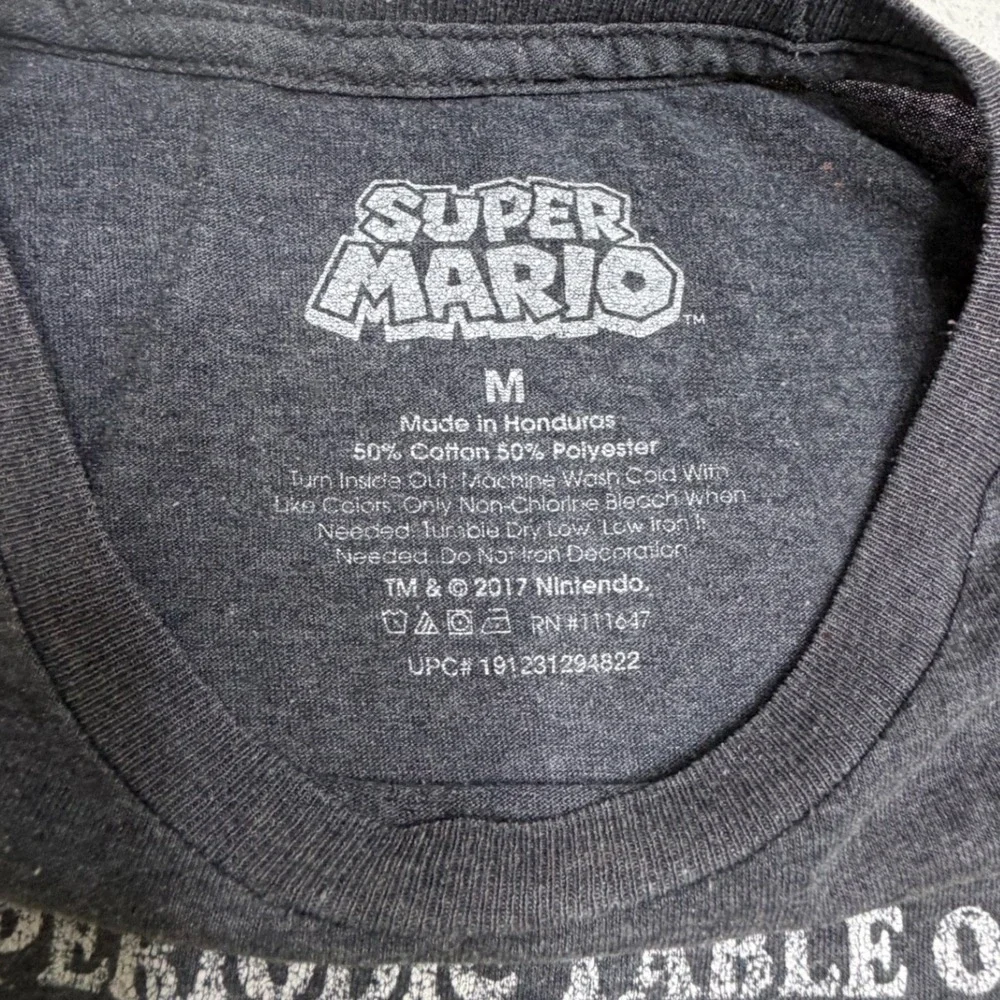 Nintendo Super Mario Periodic Table Graphic T-Shirt Kids Medium Charcoal Gray